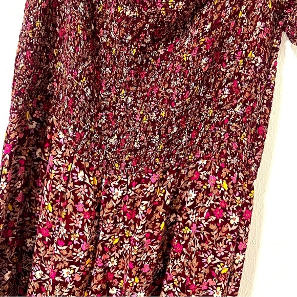 Xhilaration Women’s XL Ribbed Top Jumpsuit XL with Pockets Floral Burgundy Boho - Picture 8 of 13